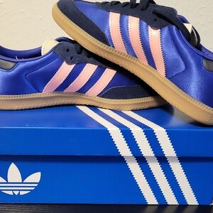 Adidas Samba OG Womens Indigo and Pink Striped Shoes